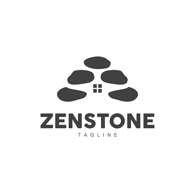 Stone Logo Vector Zen Meditation Stone Balance Tranquility Yoga Minimalist Simple Design