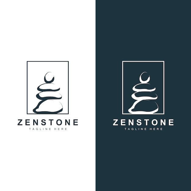 Stone Logo Vector Zen Meditation Stone Balance Tranquility Yoga Minimalist Simple Design