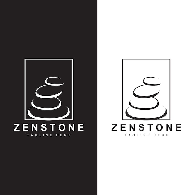 Stone Logo Vector Zen Meditation Stone Balance Tranquility Yoga Minimalist Simple Design