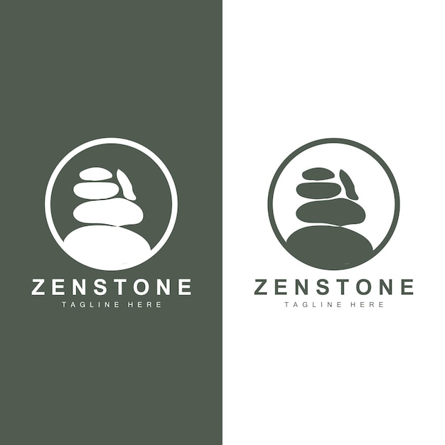 Stone Logo Vector Zen Meditation Stone Balance Tranquility Yoga Minimalist Simple Design