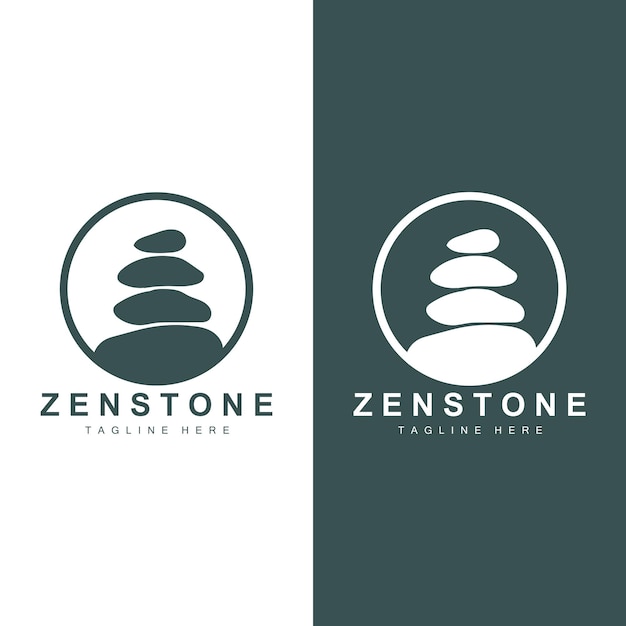 Stone Logo Vector Zen Meditation Stone Balance Tranquility Yoga Minimalist Simple Design