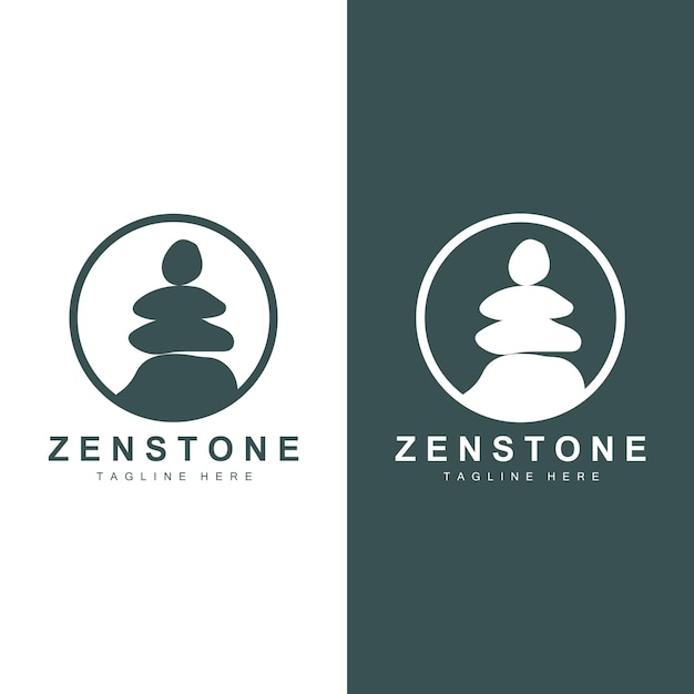 Stone Logo Vector Zen Meditation Stone Balance Tranquility Yoga Minimalist Simple Design