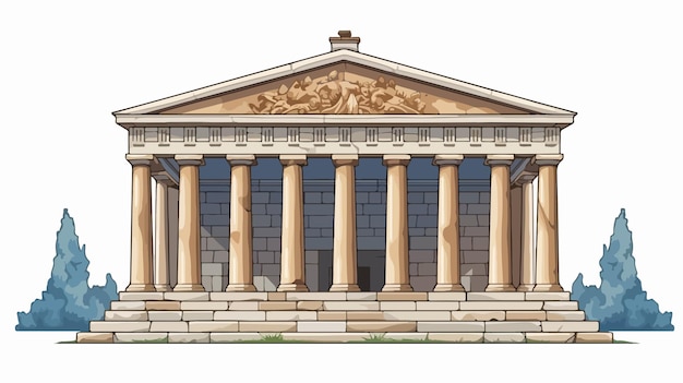 Vector stone mausoleum with columns in halicarnassus