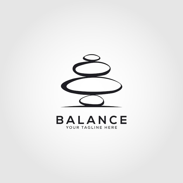 Stone rock balancing logo spa wellness vector emblem illustration design