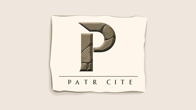 Vector stone textured p letter vector logo cartoon