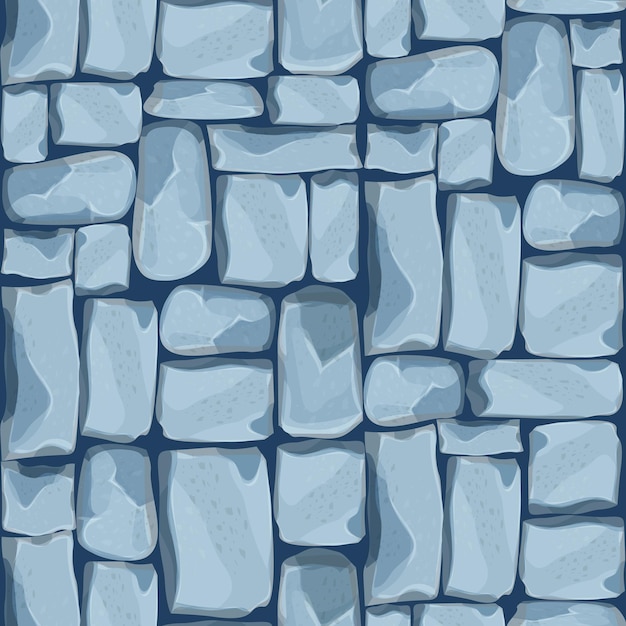 Stone wall from bricks, rock, game background in cartoon style, seamless textured surface