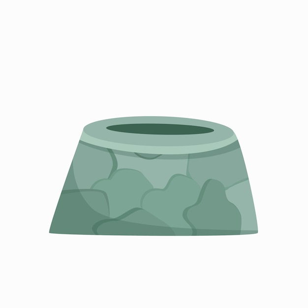 Stone well with drinking water Vector cartoon illustration