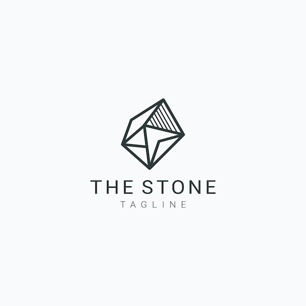 Stone with line style logo design template Premium Vector