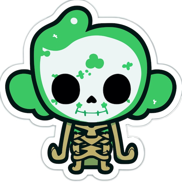 Stoner skull hand drawn cartoon sticker icon concept isolated illustration