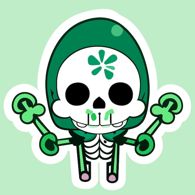 Stoner skull hand drawn cartoon sticker icon concept isolated illustration