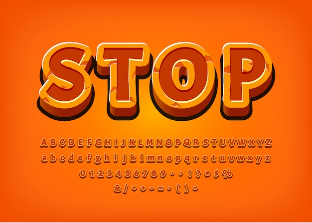 Stop 3d Alphabet game logo tittle text effect Vector illustration