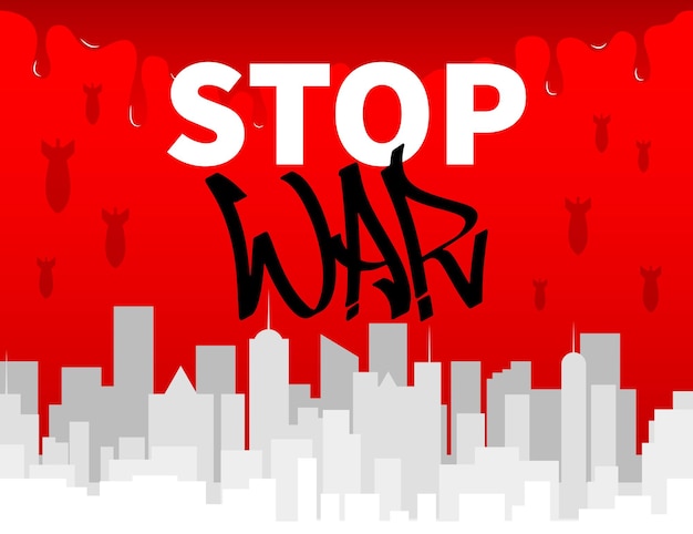 Stop antiwar graffiti City bomb death blood