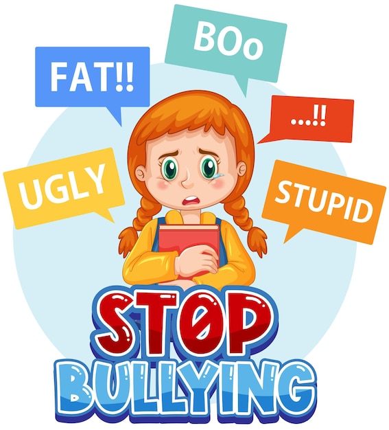 Stop bullying kids text design