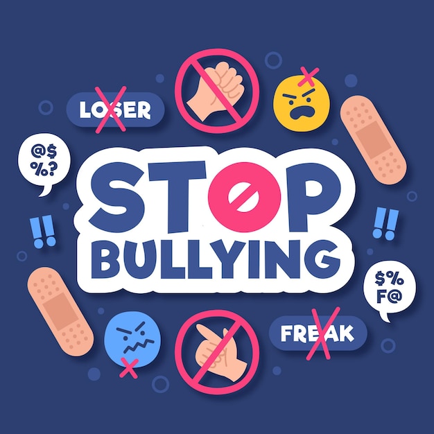 Stop bullying message with elements