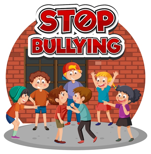 Stop Bullying text with cartoon character