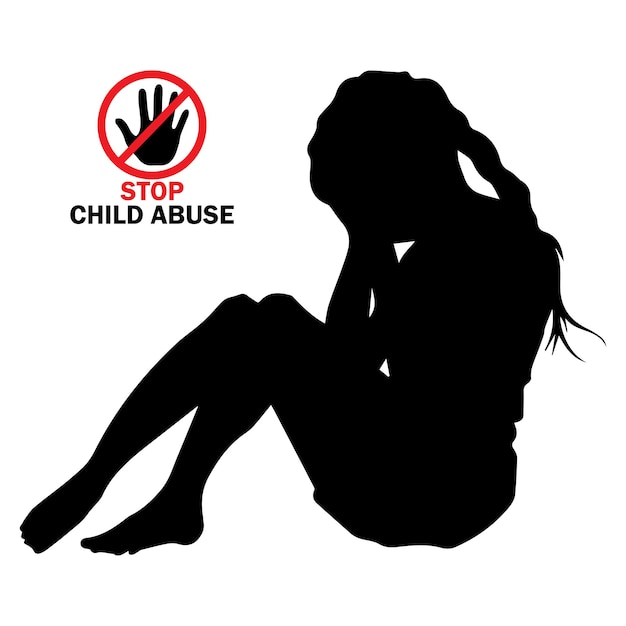 Vector stop child abuse poster silhouette