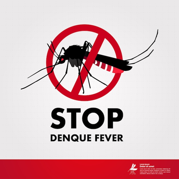 Stop denque fever and stop mosquito illustration.