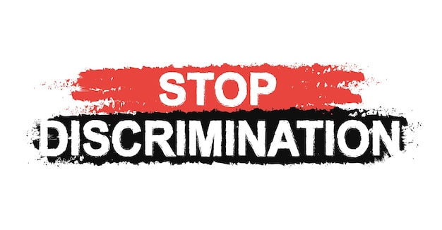 Stop discrimination paint ,grunge, protest, graffiti sign. Vector