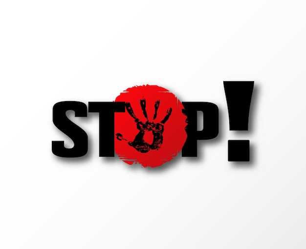 stop hand banner warning sign