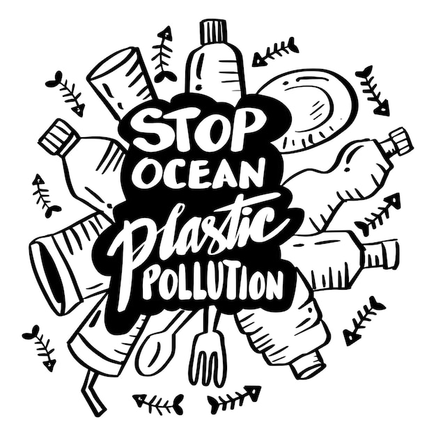 Stop ocean plastic pollution. Poster ecological campaign