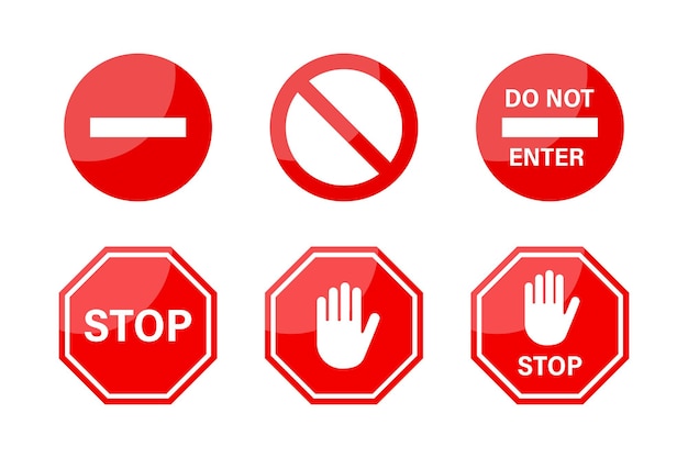 Stop red road signs. isolated signs. Red prohibition signs isolated on white background.