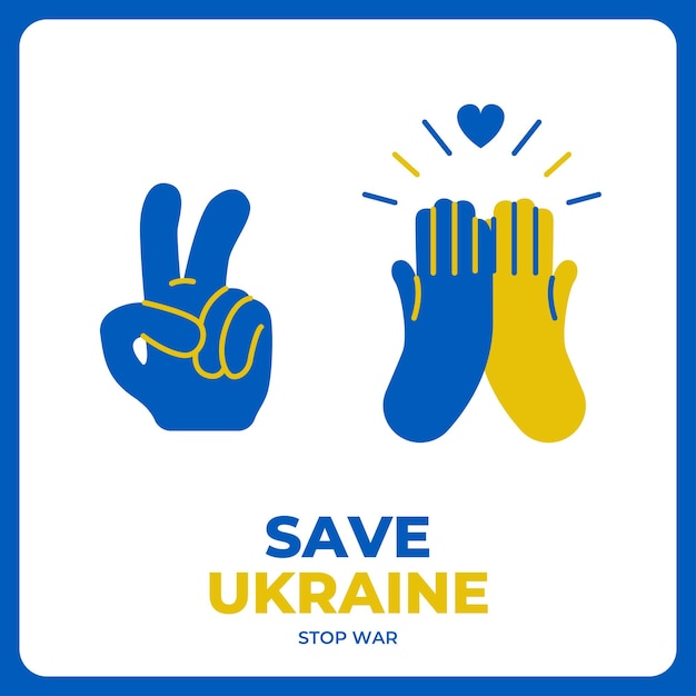 Stop russian war in ukraine save ukraine logo icon peace Premium Vector