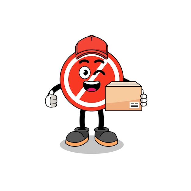 Stop sign mascot cartoon as an courier character design