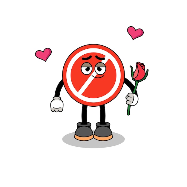 Stop sign mascot falling in love character design