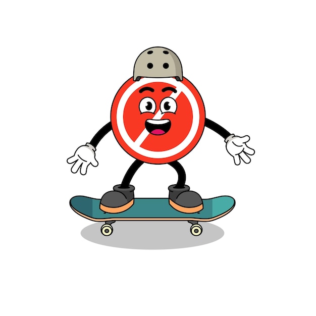 Stop sign mascot playing a skateboard character design