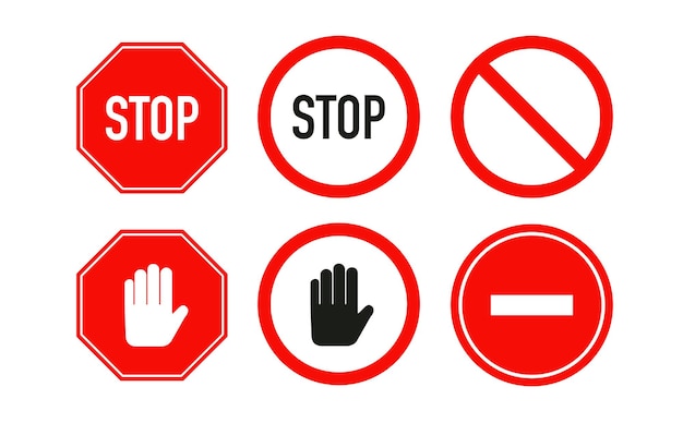 Stop traffic icon Restrictive and warning signs Isolated on white background