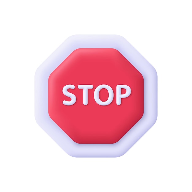 Stop traffic signtraffic regulatory warning stop symbol Warning signage octagon 3d vector icon Cartoon minimal style