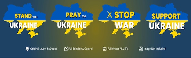 Stop war pray for Ukraine stand with Ukraine support the Ukraine map