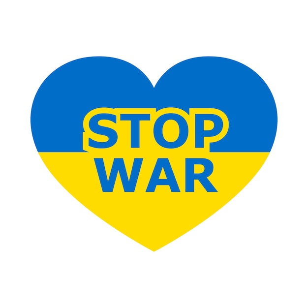 Stop war in Ukraine Flag of ukraine and heart shape Struggle concept