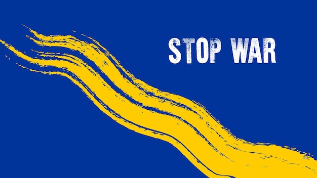 Stop War UkraineRussia conflict Ukraine Russia war vector illustrations on blue and yellow color