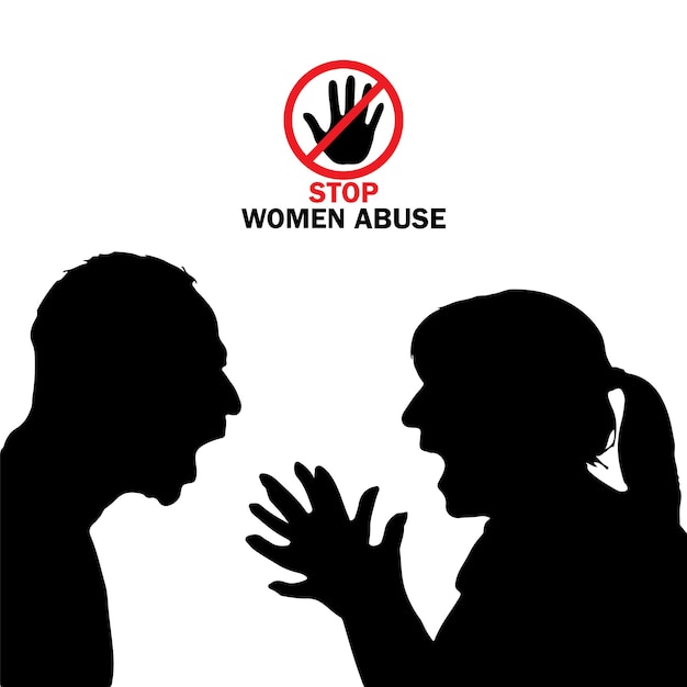 STOP Women Abuse Silhouette Vector