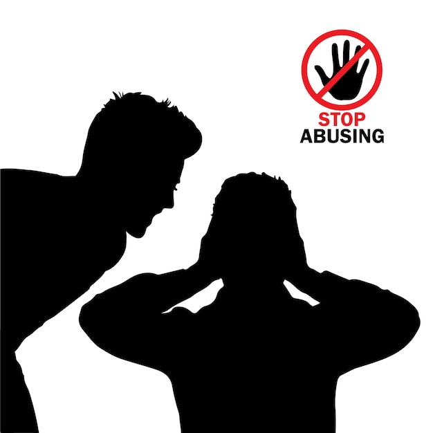 Vector stop women abuse silhouette vector