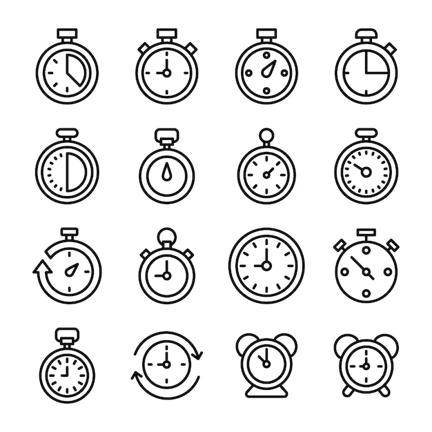 Stopwatch And Digital Clock Icons