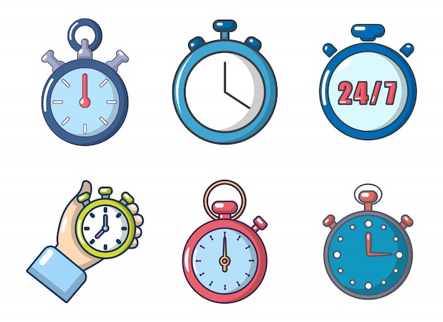 Stopwatch icon set. Cartoon set of stopwatch vector icons set isolated