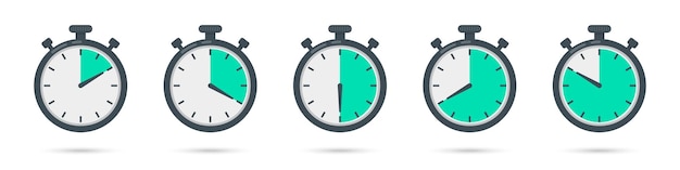 Stopwatch timer icons in a flat design Vector illustration