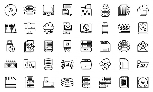 Storage icons set