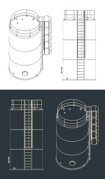 Vector storage tank drawings