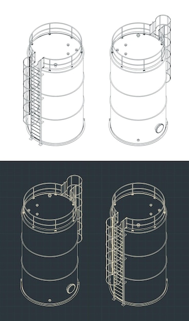 Vector storage tank isometric drawings