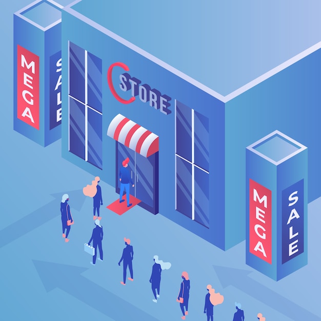 Store mega sale isometric illustration