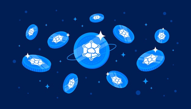 STORJ coins falling from the sky STORJ cryptocurrency concept banner background