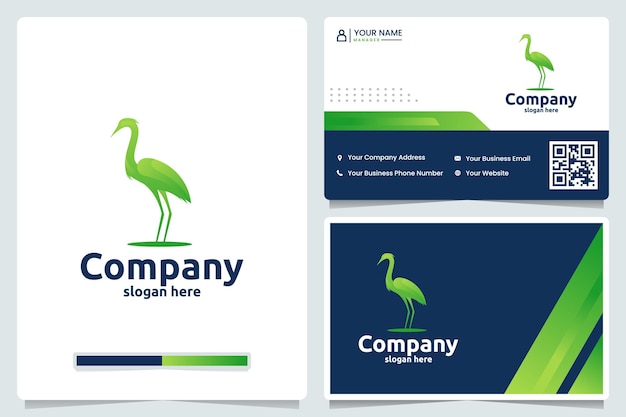 Stork bird gradient color , logo design and business card