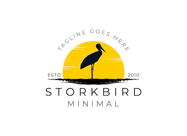 Stork bird logo icon symbol design