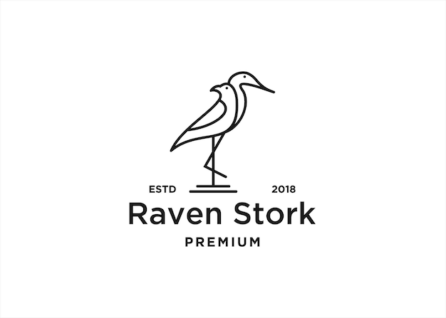 stork with crow logo design vector illustration