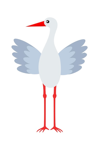 Stork with opened wings Vector illustration