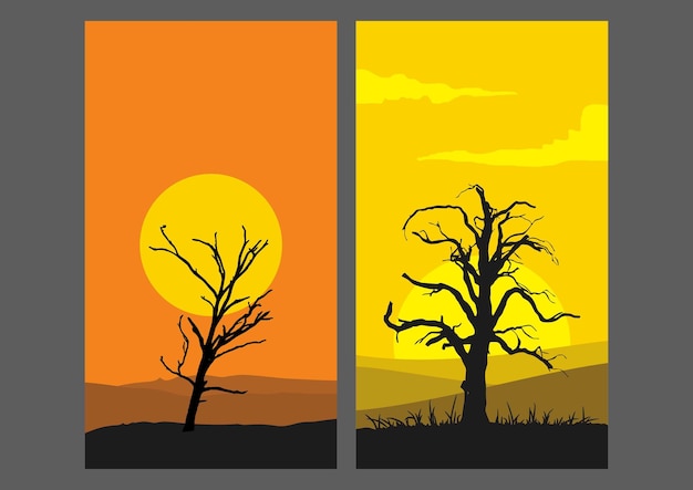 story background with dead tree silhouette collections