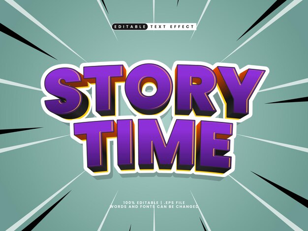 Vector story time editable text effect